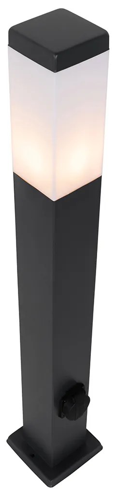Buitenlamp donkergrijs 80 cm met stopcontact IP44 - Malios