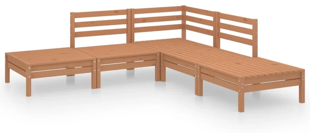 vidaXL 5-delige Loungeset massief grenenhout honingbruin
