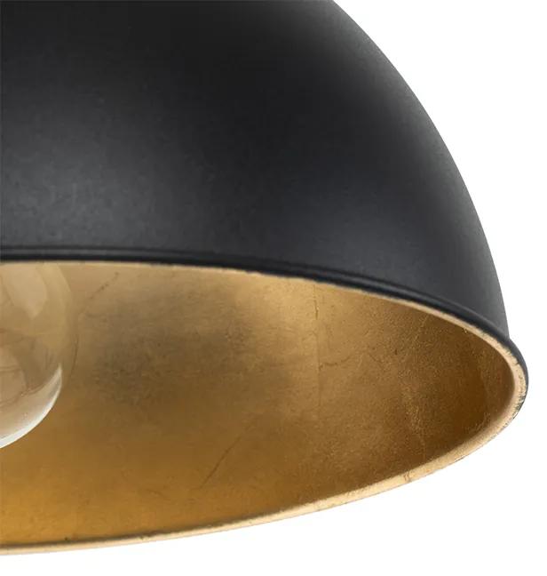 Eettafel / Eetkamer Industriële hanglamp zwart met goud 3-lichts - Magnax Industriele / Industrie / Industrial E27 Binnenverlichting Lamp