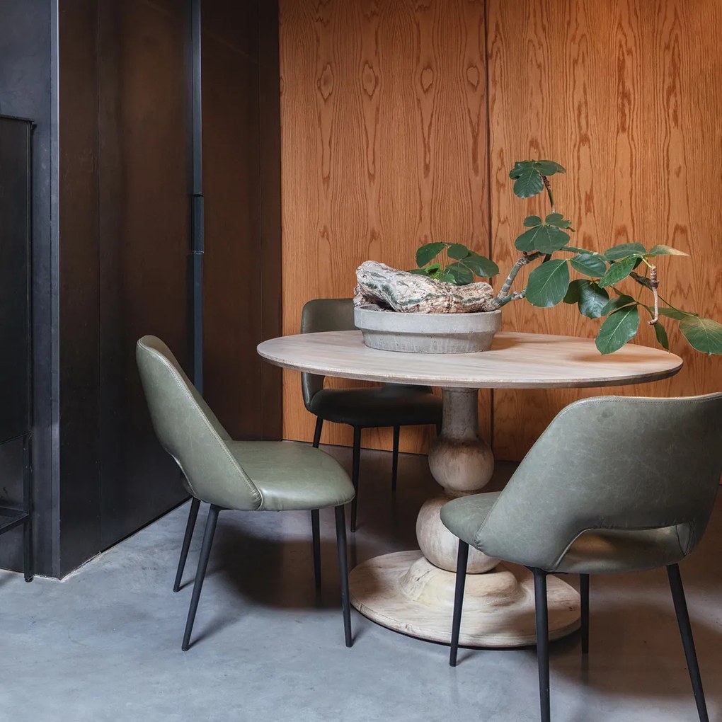 BePureHome Blanco Ronde Eettafel Met Bolpoot Naturel - 120 X 120cm.