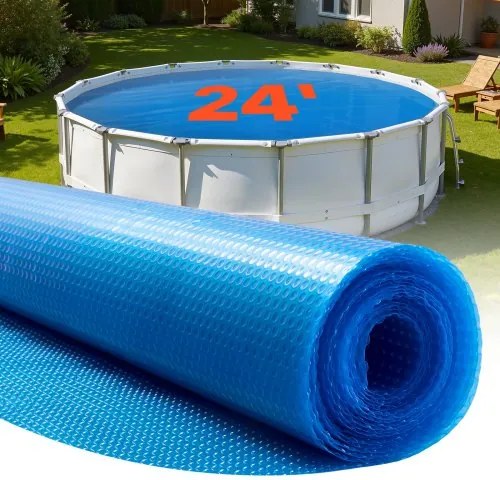 VEVOR Zwembad Solar Cover, Rond, φ 7315 mm, Solarfolie, 0,2 mm Zwembad Solar Dekzeil met Luchtkussen &amp; PE-materiaal, Warmteabsorptie overdag, Warmteopslag 's nachts, Solar Covers, Blauw