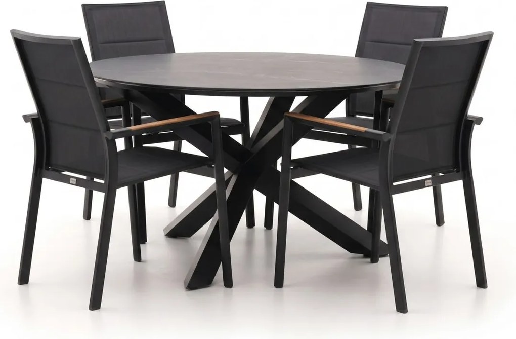 + 10% kassakorting | Diningset Bellagio  | 4 personen sintered stone | Tuinset stapelbaar | 5-delig | Kees Smit Tuinmeubelen