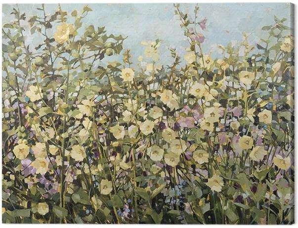 Print op canvas Anne-Marie Butlin - Yellow Hollyhocks, (80 x 60 cm)