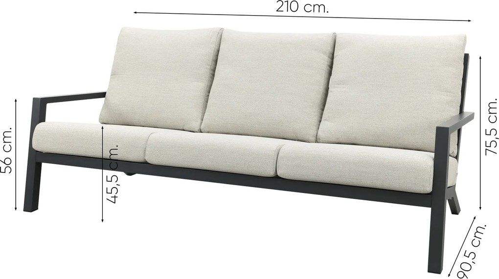 Boston stoel bank (3-zits) loungeset - 3-delig