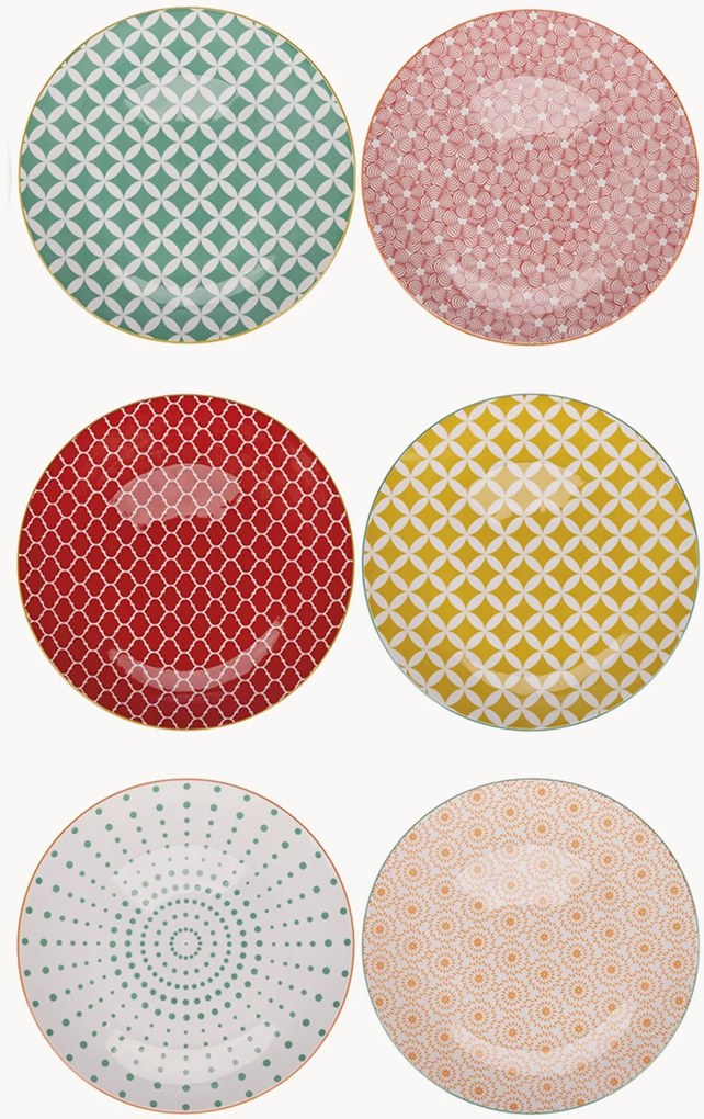 Dinerborden Confusion in kleuren, 6-delig, gemixt