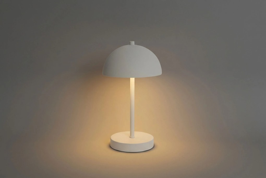 Buiten Tafellamp Mushroom Wit Oplaadbaar -staps Dimbaar - Keira Kunststof /Staal Wit