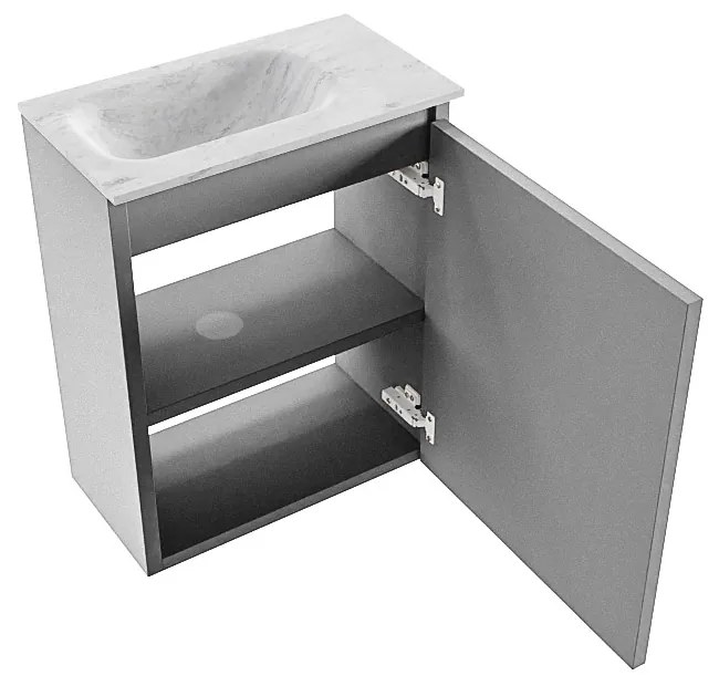 Mondiaz Ture DLux toiletmeubel 40cm plata met wastafel opalo links met kraangat