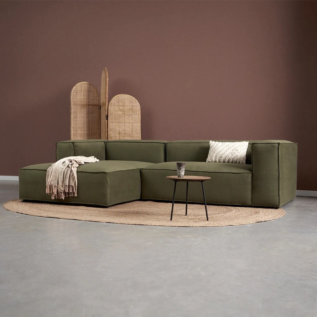 Groen Rib Bank Met Chaise Longue Links