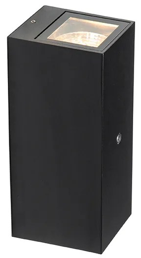 Wandlamp zwart 2-lichts IP44 met schemersensor - Baleno II