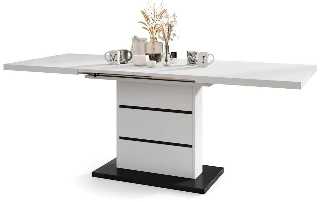 Mazzoni PIANO wit mat / zwart mat - moderne uitschuifbare tafel tot 200 cm