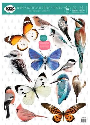 Muursticker vogels & vlinders (set) (42x59 cm)