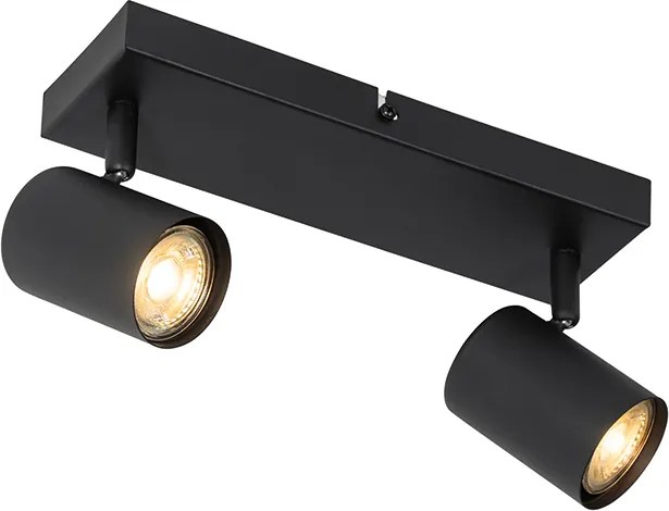 Moderne plafondlamp zwart 2-lichts verstelbaar rechthoekig - Jeana