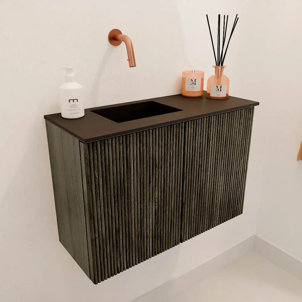Mondiaz Joya 60cm toiletmeubel shadow met wastafel faye links zonder kraangat urban