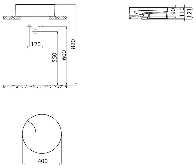 Sanigoods Twist opbouw waskom 40x40cm glans wit