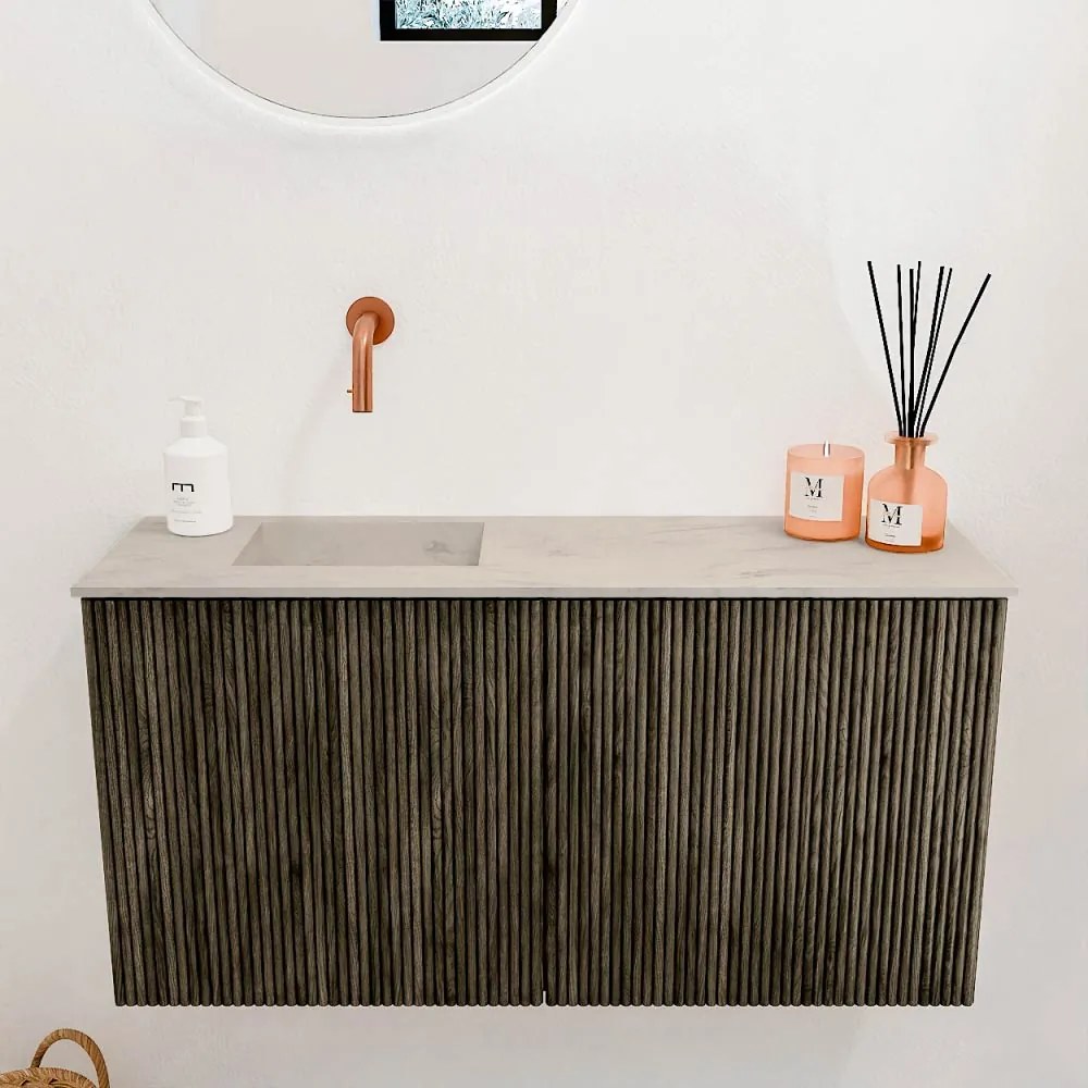 Mondiaz Joya DLux 80cm toiletmeubel shadow met wastafel faye links zonder kraangat opalo