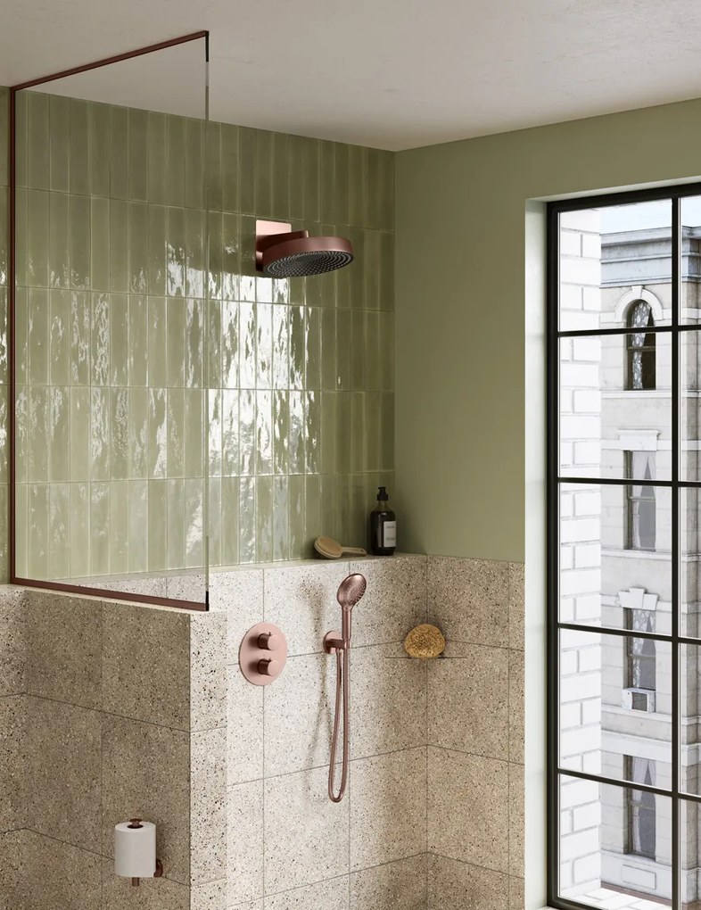 Saniclear Evolution inbouw regendouche rond met 2 standen handdouche geborsteld koper