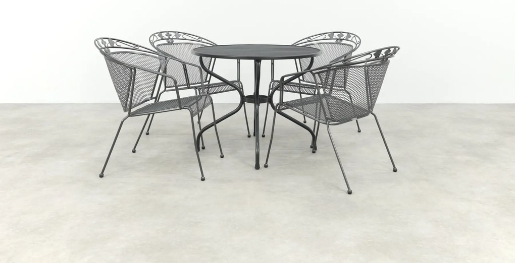 Royal Garden Elegance ronde stapelbare tuinset strekmetaal Ø90 cm.