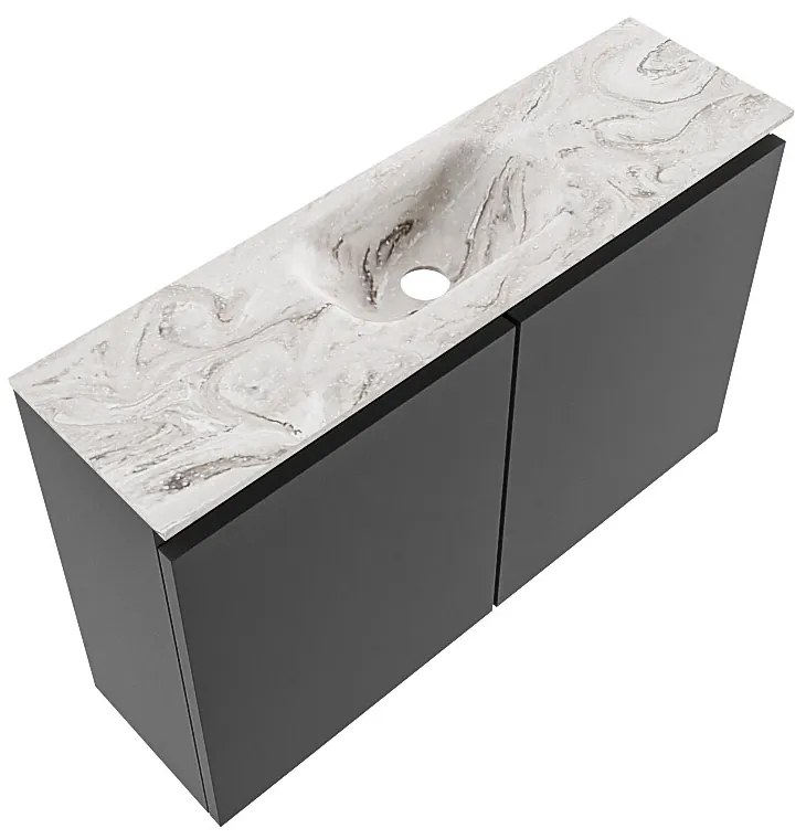 Mondiaz Ture DLux toiletmeubel 80cm dark grey met wastafel glace midden zonder kraangat