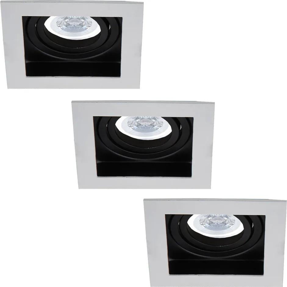 Set van 3 stuks Dimbare LED inbouwspot Durham 5 Watt Philips 2700K warm wit Kantelbaar