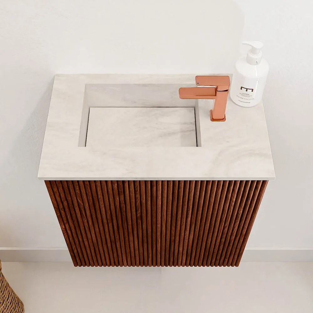 Mondiaz Joya DLux 40cm toiletmeubel ruby met wastafel faye links 1 kraangat ostra