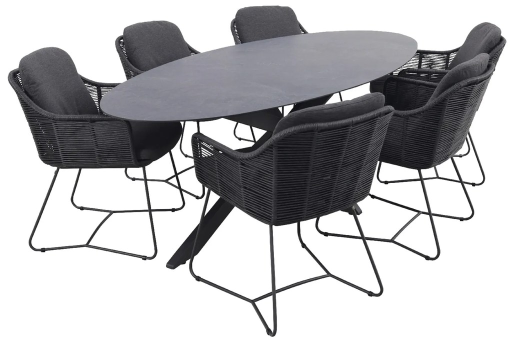 Belmond antraciet/Privada 240x107 - Ovale tuinset - 7-delig