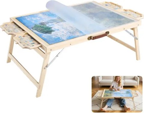 VEVOR 1500 stukjes puzzelbord met 4 lades, deksel en opvouwbare poten, draagbare puzzeltafel (865 x 635 mm), puzzelaccessoires voor volwassenen, puzzelopbergsysteem Puzzelborden