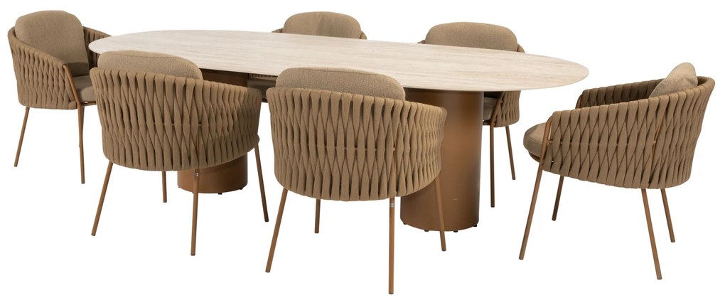 Colorado Molina dining tuinset 240x105xH75 cm 7 delig keramiek amber 4 Seasons Outdoor