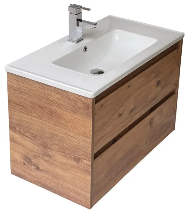 Sanicare Avenza badmeubel 80cm arrano oak met keramische wastafel wit