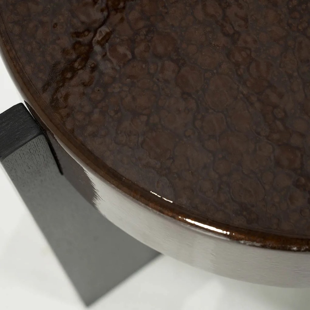 Eleonora Juliet Luxe Bijzettafel Rond Bruin - 40 X 40cm.