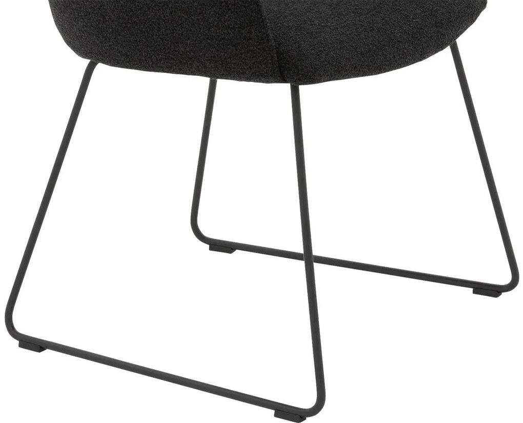 Goossens Eetkamerstoel Hera grijs stof met armleuning, modern design