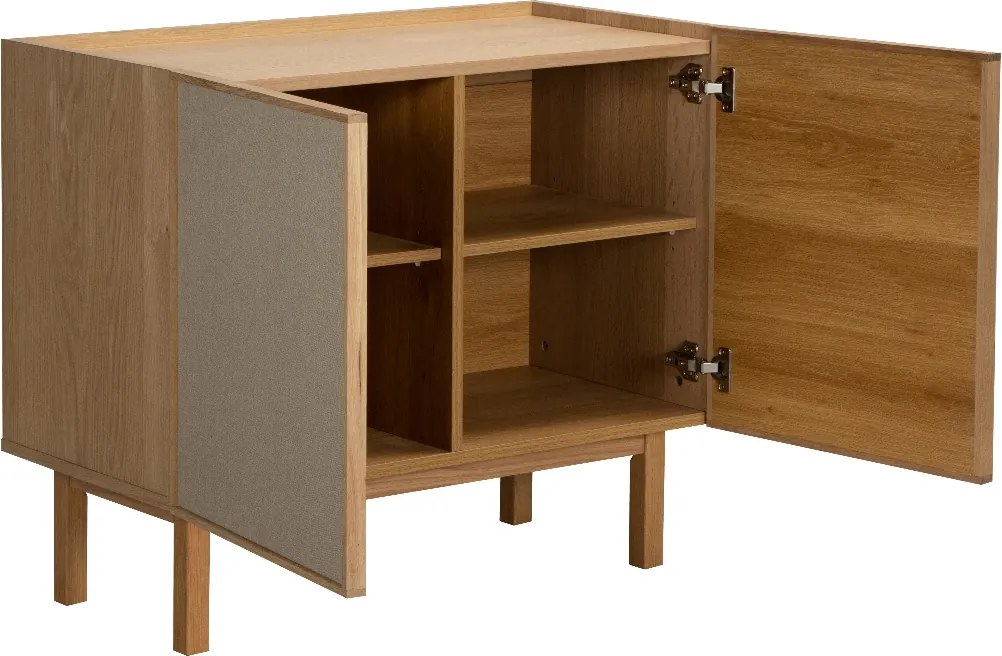 Kastje Eiken Met Stoffen Deuren 90 Cm - 90x40x60cm.