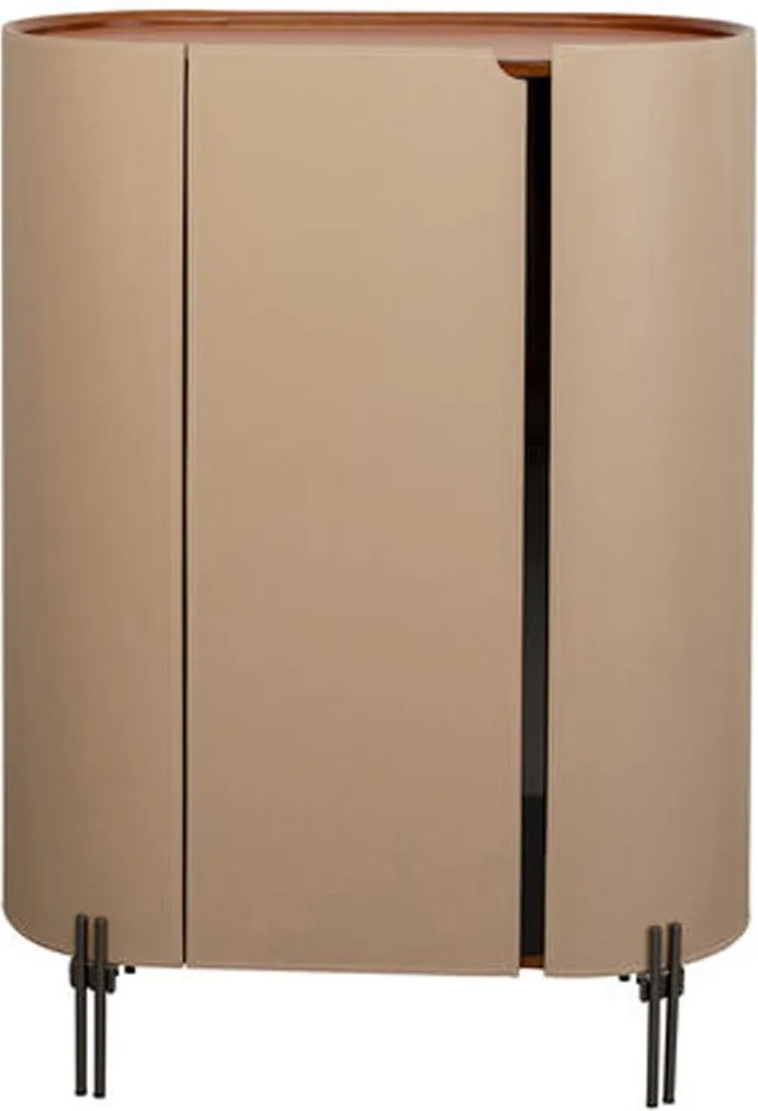 Ovale Design Kast Beige Leer - 80x40x115cm.