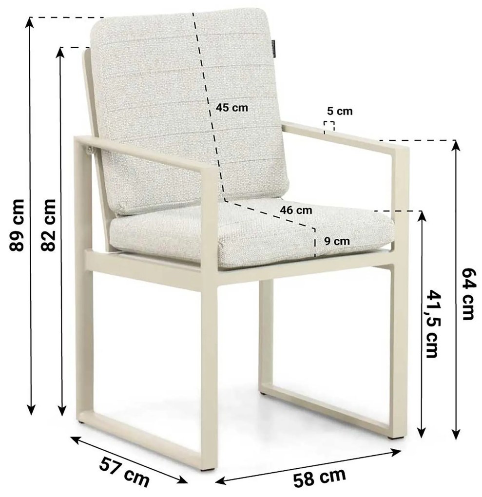Tuinstoel Aluminium Taupe-naturel-bruin Test - Lifestyle Garden Furniture Nuno