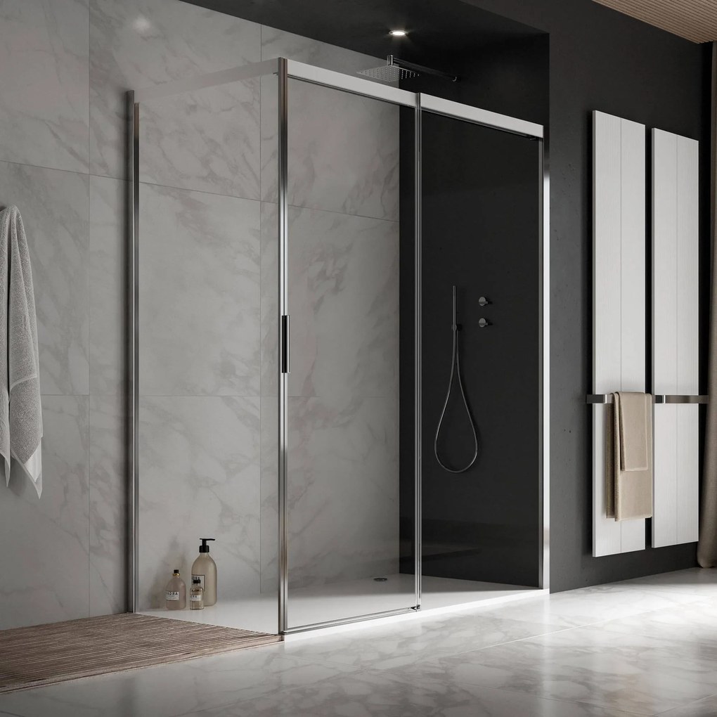 Duka Acqua 5000 schuifdeur Rechts 140x200cm helder glas met Protect chroom/zilver hoogglans