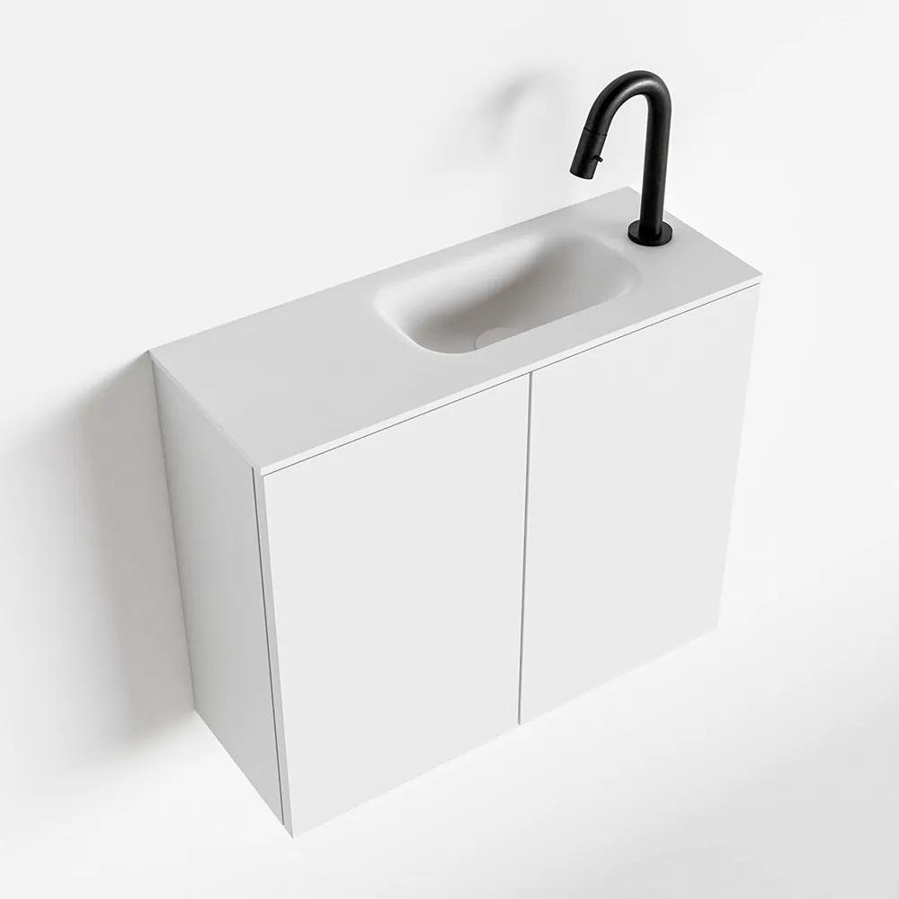 Zaro Polly toiletmeubel 60cm mat wit met witte wastafel met kraangat rechts