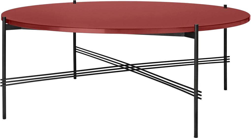 Gubi TS Table Glass salontafel 105cm zwart onderstel roestig rood