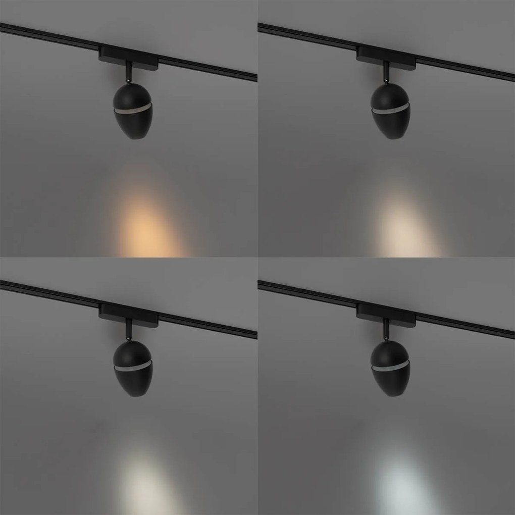 Moderne spot zwart voor railsysteem 1-fase incl. LED - Magnetic Eggy