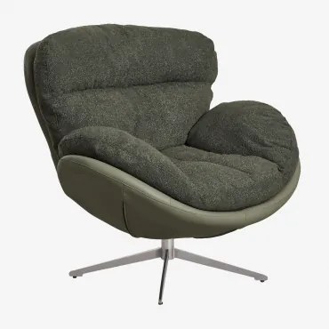 Amanda Bouclé Stoffen Draaistoel Bouclé Legergroen - Sklum
