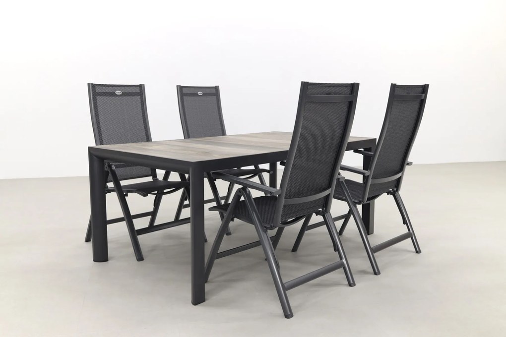 Hartman Roma/Kings 4-persoons verstelbare tuinset 180x100 cm. - Antraciet