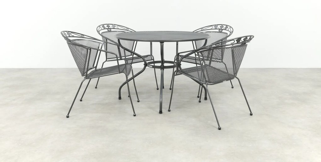 Royal Garden Elegance ronde stapelbare tuinset strekmetaal Ø105 cm.