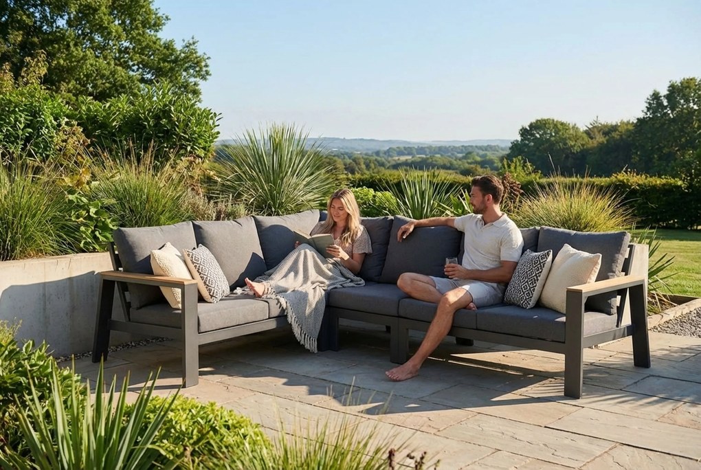 Lifestyle Garden Furniture Marietta Hoekset Aluminium/Teak Grijs 4-delig