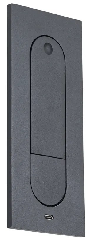 Moderne wandlamp zwart incl. LED en USB-C poort - Hilton