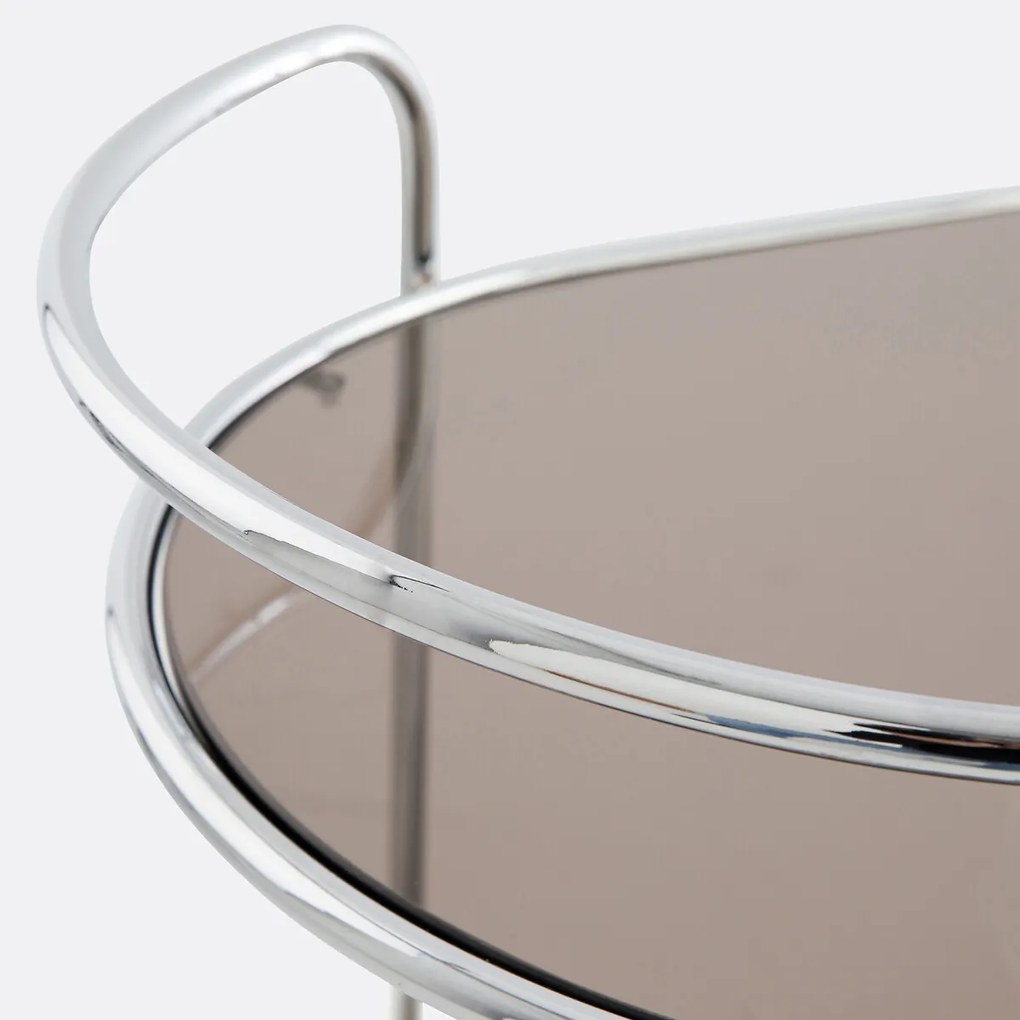 Dressoir van gerookt glas en verchroomd staal Vincenzo