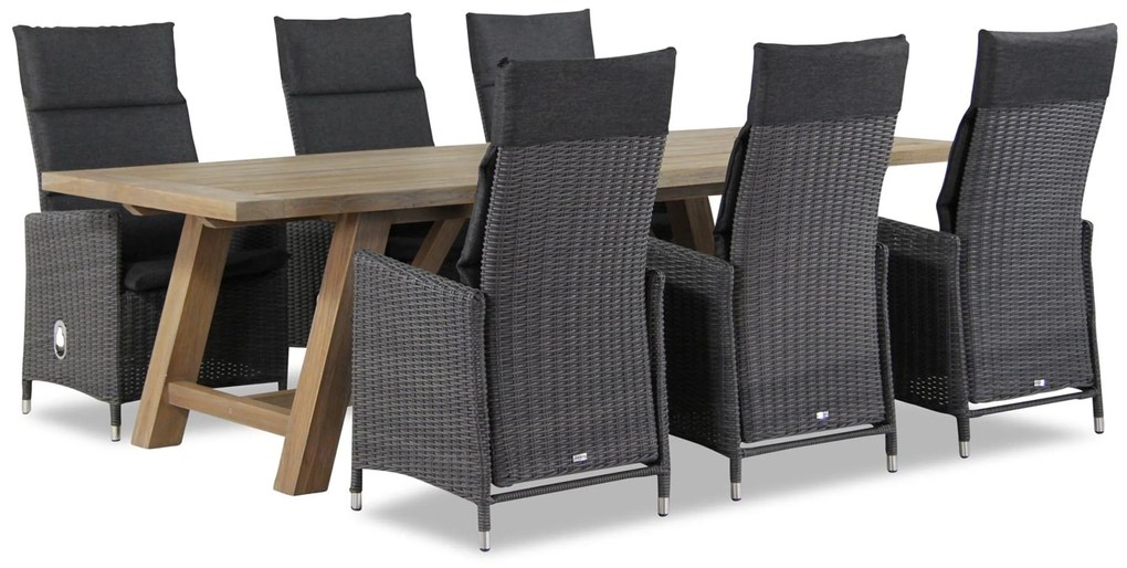 Tuinset 6 personen 260 cm Wicker Zwart Garden Collections Madera/Lazio