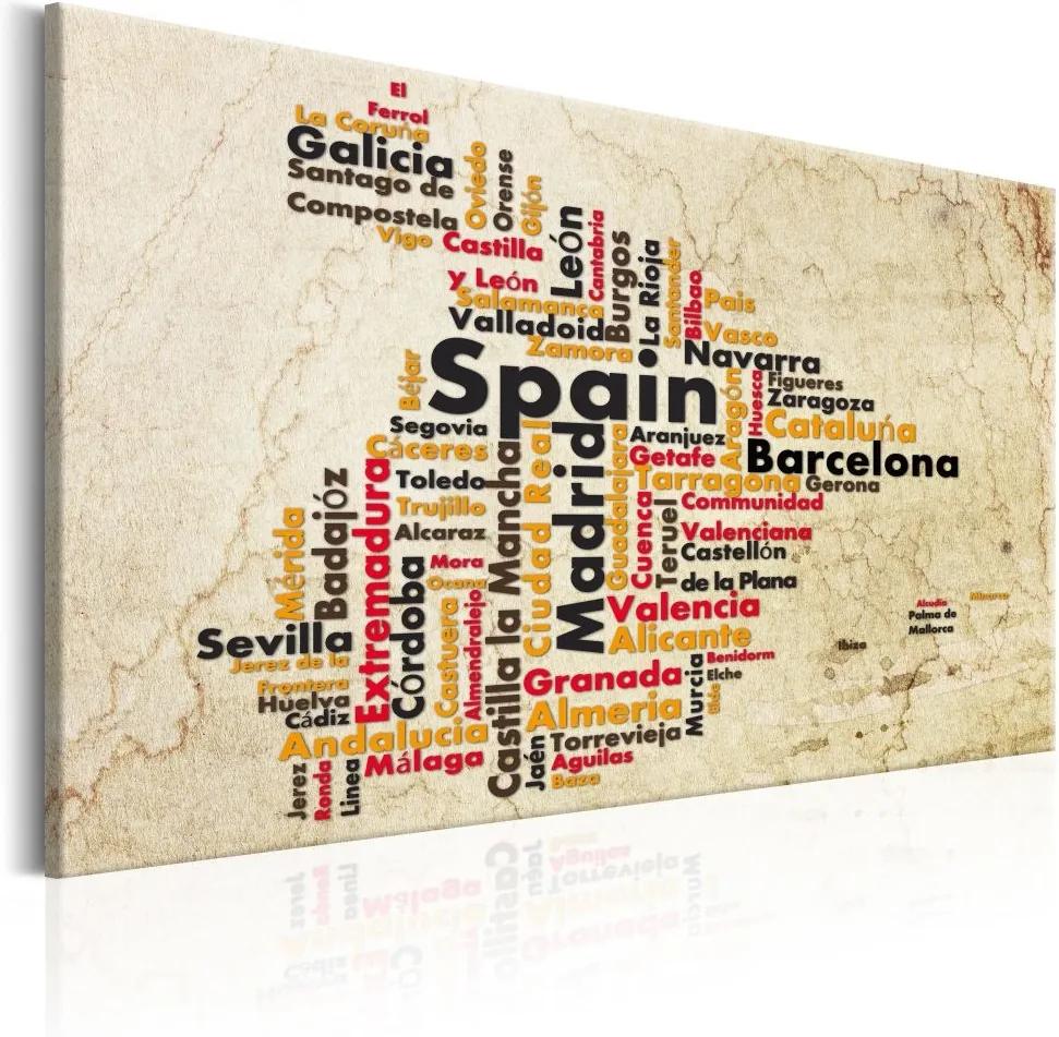 Schilderij - Landkaart , Spaanse steden