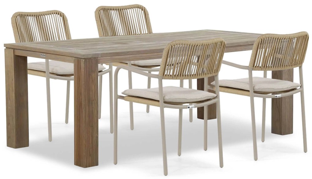Tuinset 4 personen 200 cm Aluminium/rope Taupe Coco Penya/Brighton