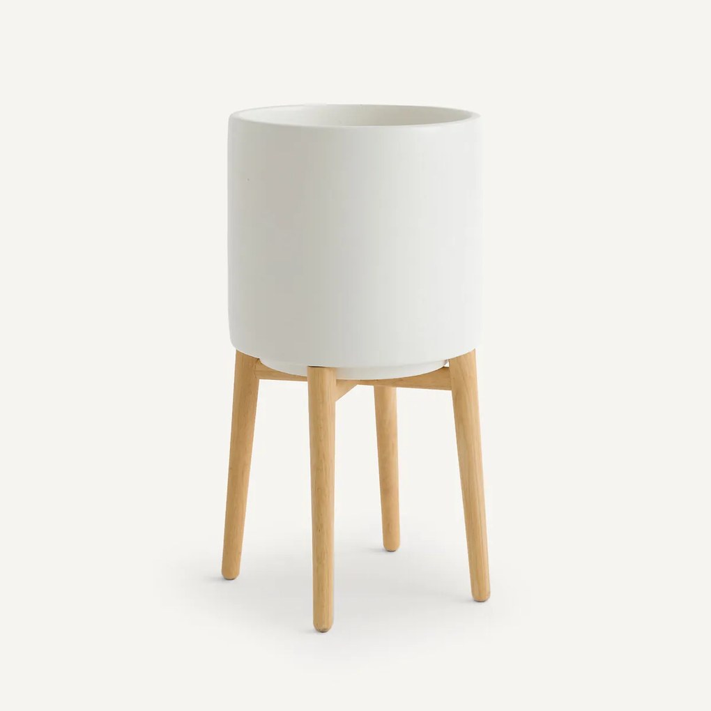 Bloempot op poot in hevea, H58,5cm, Florian