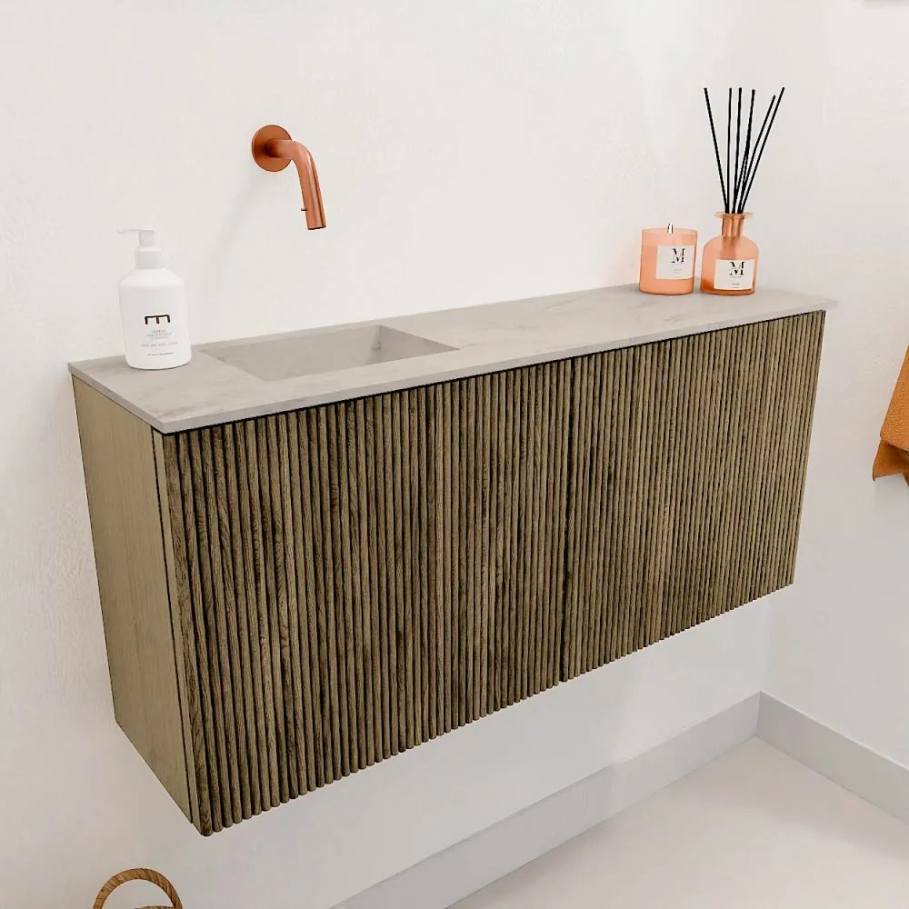 Mondiaz Joya DLux 90cm toiletmeubel dusk met wastafel faye links zonder kraangat opalo
