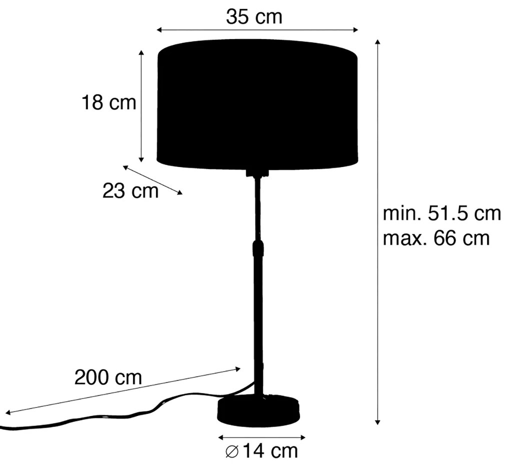 Tafellamp brons met ovale velours kap groen 35cm - Parte Modern, Klassiek / Antiek E27 Binnenverlichting Lamp