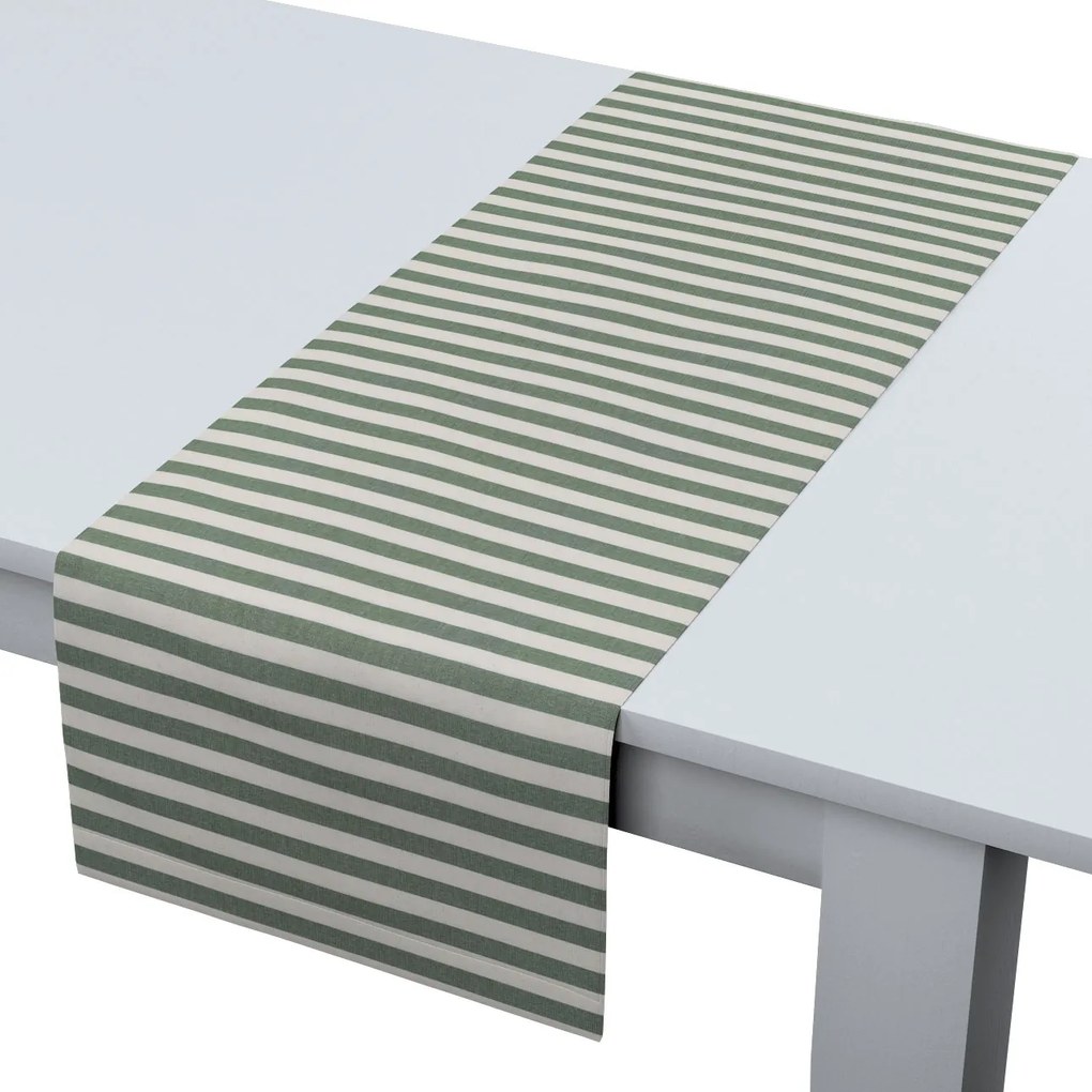 Dekoria Rechthoekige tafelloper, groen-witte strepen (1,5cm), 40 x 130 cm